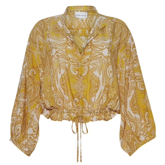 Cara Cara Tops - Cara Cara Perrin Top, Inkwash Paisley Yellow